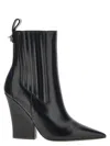 Valentino Garavani Black Leather Vlogo Lockette Ankle Boots