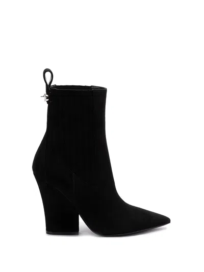 Valentino Garavani Black Leather Vlogo Lockette Ankle Boots