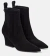 Valentino Vlogo Lockette Suede Ankle Boots In Schwarz