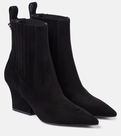 Valentino Garavani Vlogo Lockette Suede Ankle Boots In Schwarz