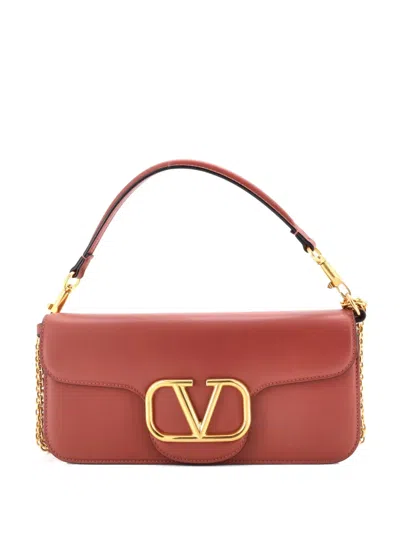 Pre-owned Valentino Garavani Vlogo Loco Flap Shoulder Bag Leather Medium Clutch Bag In Brown