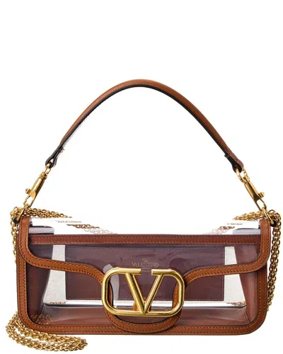Valentino Garavani Valentino Vlogo Loco Leather & Vinyl Shoulder Bag In Brown