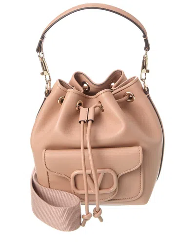 Valentino Garavani Valentino Vlogo Loco Leather Bucket Bag In Pink