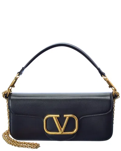 Valentino Garavani Valentino Vlogo Loco Leather Shoulder Bag In Black