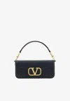 Valentino Vlogo Plaque Chained Shoulder Bag In Black