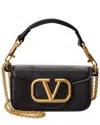 Valentino Vlogo Loco Small Leather Shoulder Bag In Black