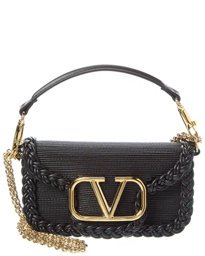Valentino Garavani Vlogo Loco Small Leather Shoulder Bag In Black