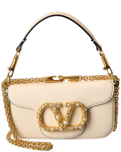 Valentino Garavani Valentino Vlogo Loco Small Leather Shoulder Bag In White