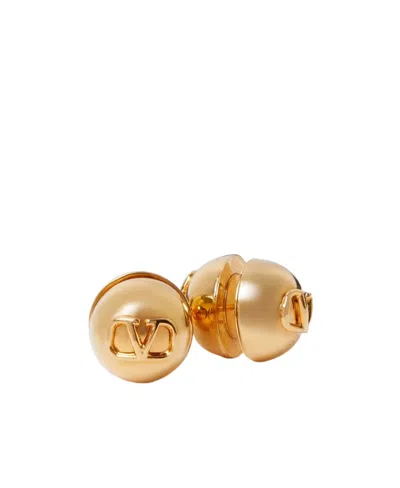 Valentino Garavani Vlogo Logo Earrings In Yellow