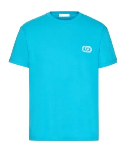 Valentino Garavani Cotton Logo T-shirt In Blue