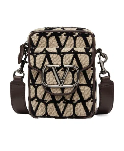 VALENTINO GARAVANI VALENTINO LOCÒ TOILE ICONOGRAPHE ZIP-UP MINI SHOULDER BAG