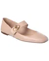 Valentino Vlogo Locker Mary-jane Leather Ballet Flats In Beige