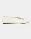 Valentino Vlogo Medallion Calfskin Ballerina Flats In Ivory