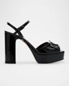 Valentino Vlogo Signature 115 Patent Leather Platform Pumps In Nero