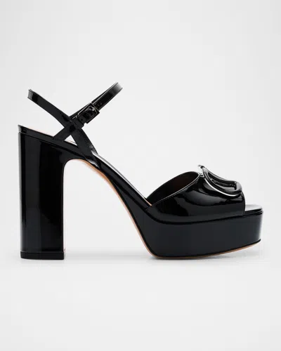 VALENTINO GARAVANI VLOGO MEDALLION GLOSSY PLATFORM SANDALS