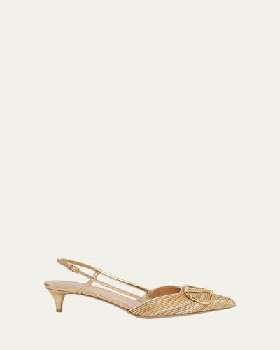 Valentino Garavani Vlogo Medallion Metallic Slingback Pumps In Multi