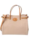 Valentino Antibes Medium Canvas Shopping Tote Bag In Brown