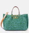 Valentino Structured Raffia Tote Bag With Adjustable Strap In Green