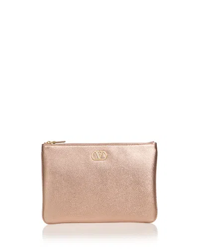Valentino Garavani Vlogo Medium Leather Pouch In Pink