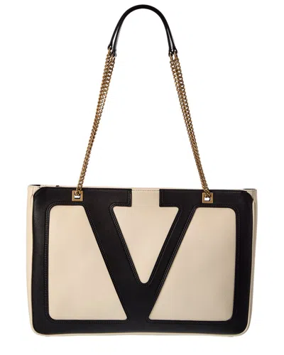 Valentino Garavani Valentino Vlogo Medium Leather Tote In Gold