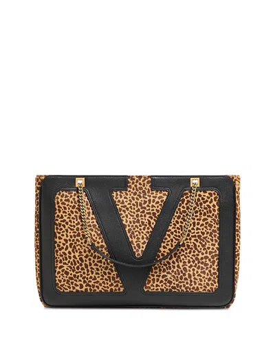 VALENTINO GARAVANI VLOGO MEDIUM LEOPARD PRINT CALF HAIR TOTE