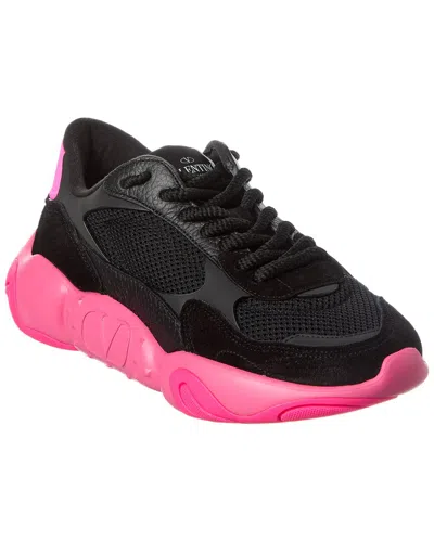 Valentino Garavani Valentino Vlogo Mesh & Leather Sneaker In Black