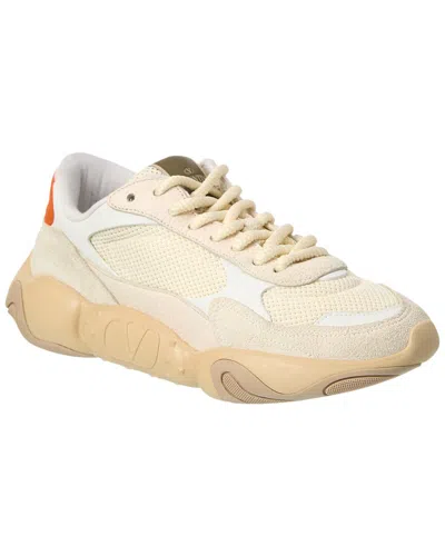 Valentino Garavani Valentino Vlogo Mesh & Leather Sneaker In Gold