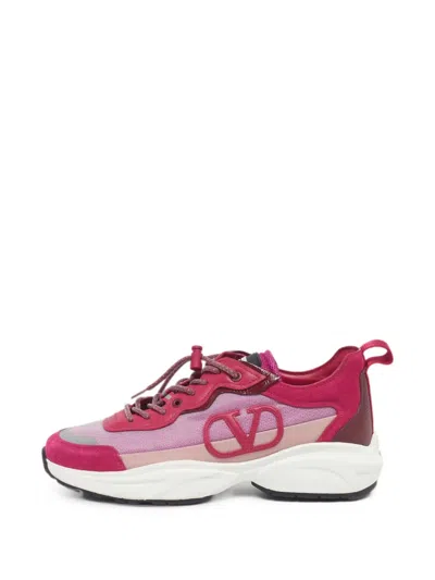 Pre-owned Valentino Garavani Vlogo Mesh Sneakers In Pink