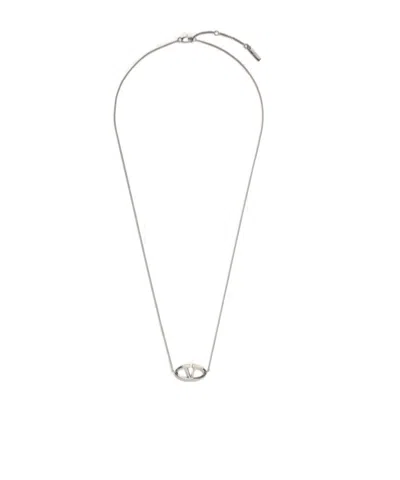 Valentino Garavani Vlogo Metal Necklace In White