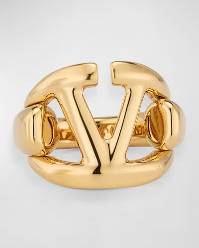 Valentino Garavani Vlogo Metal Signature Ring In Gold