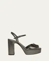 Valentino Vlogo Signature Leather Platform Sandals In Antracite