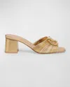 Valentino Garavani Vlogo Signature Metallic Slide Sandal With Cornely Embroidery 60mm Woman Gold 41 In Kun Multicolor Oro/star Gold
