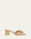 Valentino Garavani Vlogo Signature Metallic Slide Sandal With Cornely Embroidery 60mm Woman Gold 41 In Multi