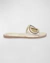 Valentino Vlogo Metallic Flat Slide Sandals In Neutral