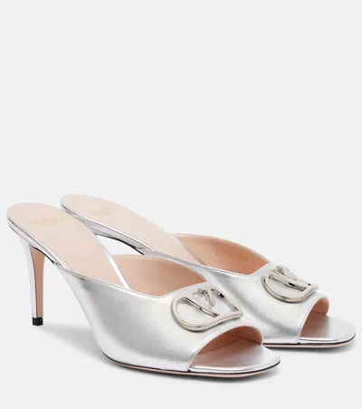 Valentino Garavani Vlogo Metallic Leather Mules In Animal Print