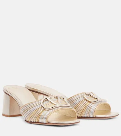 VALENTINO GARAVANI VLOGO METALLIC LEATHER MULES