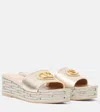 Valentino Vlogo Metallic Medallion Platform Espadrilles In Gold