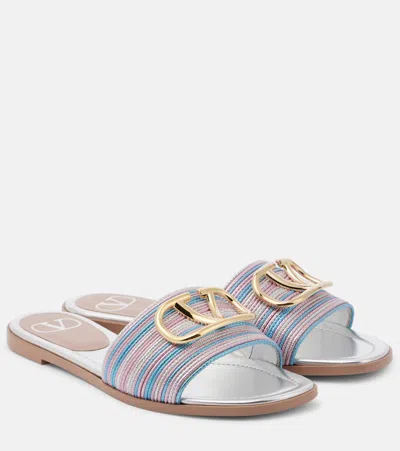 Valentino Garavani Pantoletten Vlogo Signature Aus Metallic-leder In Multicolor