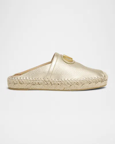 VALENTINO GARAVANI VLOGO METALLIC MEDALLION ESPADRILLE MULES