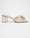 Valentino Sandalo Slide Vlogo Signature Gold In Bj1 Silver/platinoantique Brass Light
