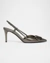 Valentino Signature Laminated Leather Pumps With Sculpted Heel In Antracite