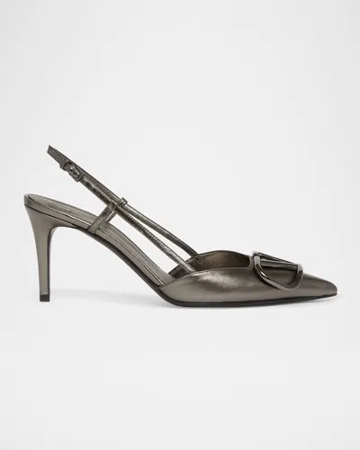 VALENTINO GARAVANI VLOGO METALLIC SLINGBACK PUMPS
