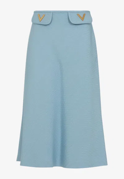 Valentino Vlogo Midi Skirt In Blue