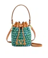 Valentino Vlogo Signature Mini Drawstring Crochet Bucket Bag In Brown