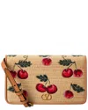 Valentino Garavani Women Embroidered Raffia Mini Vlogo Signature Shoulder Bag