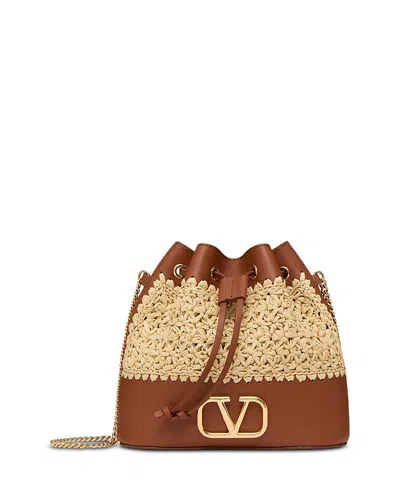 Valentino Garavani Vlogo Mini Drawstring Bucket Bag In Brown