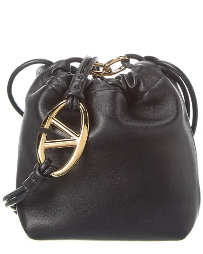 Valentino Garavani Vlogo Mini Leather Bucket Bag In Black