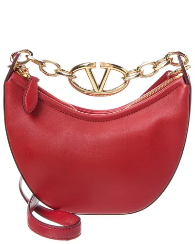 Valentino Garavani Valentino Vlogo Mini Leather Hobo Bag In Red