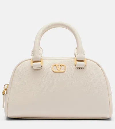 Valentino Garavani Vlogo Mini Leather Top-handle Bag In White