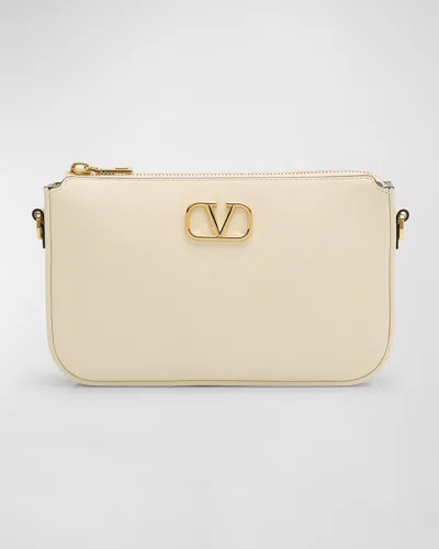 Valentino Garavani Vlogo Mini Leather Wallet On Chain In Ivory